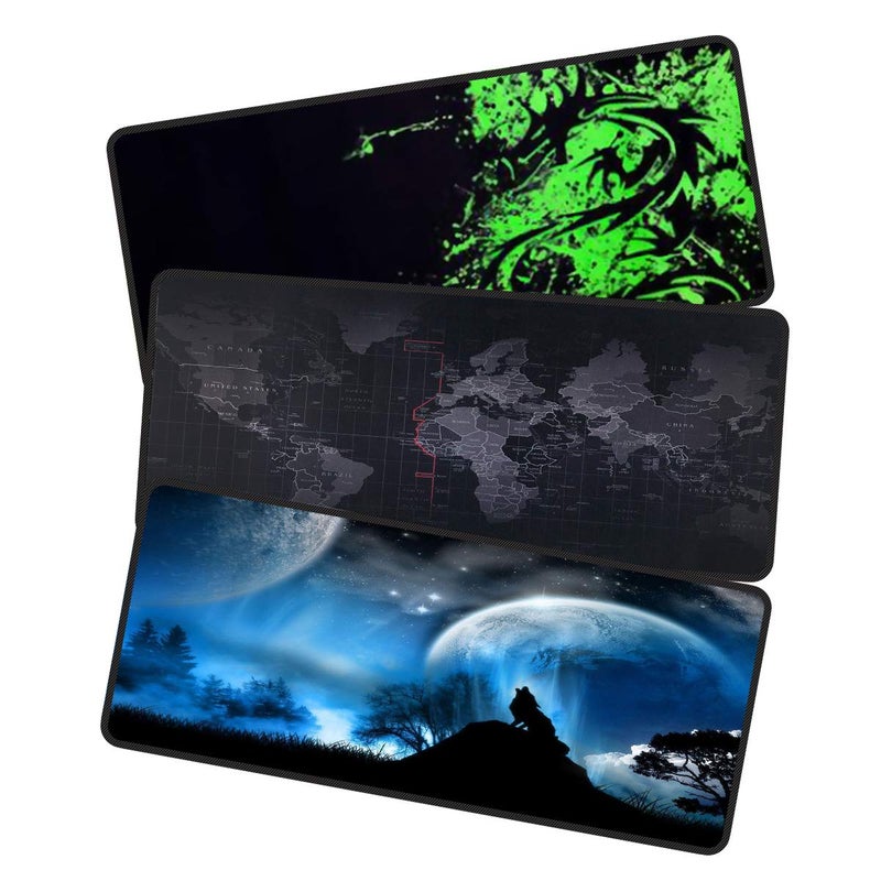 Qisan Large Gaming Mouse Pad Extended Size Mousepad for Computer Desktop PC Laptop 31.5"x11.8"x0.15" Keyboard Pad Desk Pad with Anti-Slip Rubber Base | Large Desk Mat for Keyboard and Mouse-3PCS Combo - Image 1